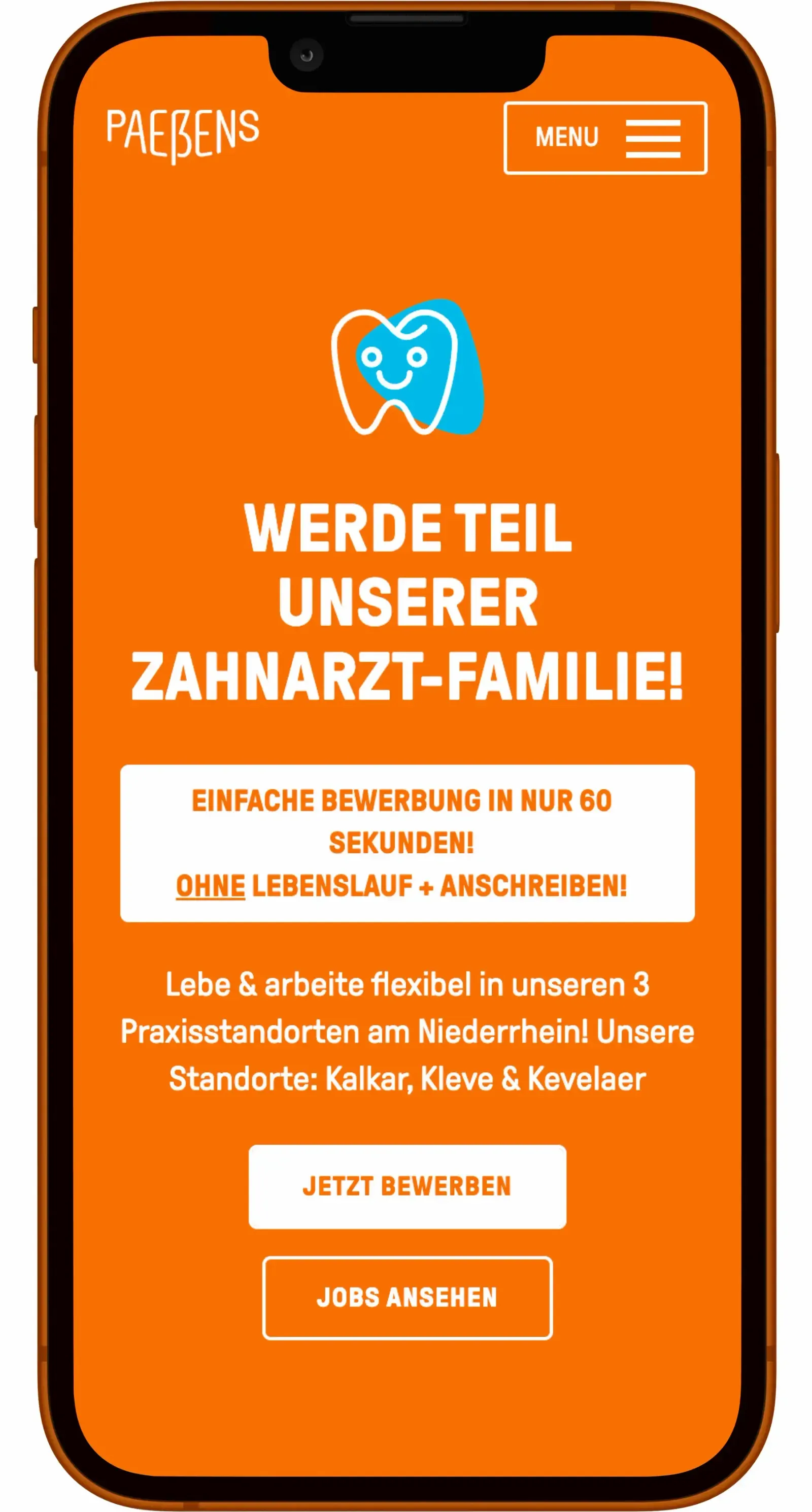 Mpckup iPhone Paessens Zahnwelten website