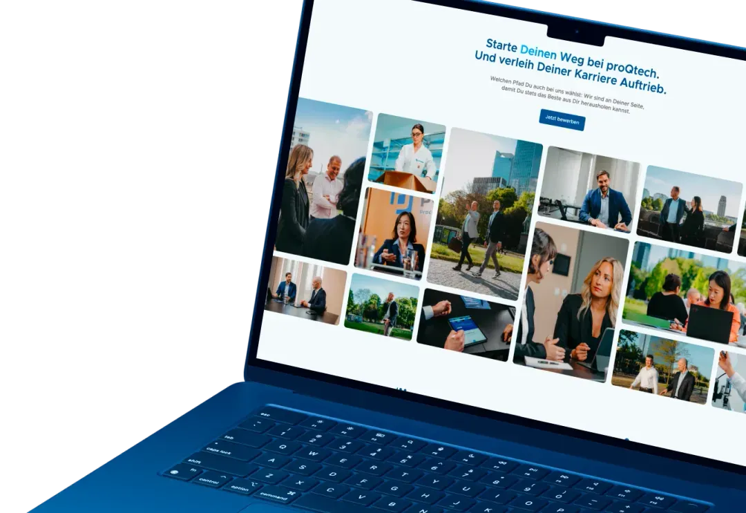 proQtech career page on a laptop – employer branding web design by K&R