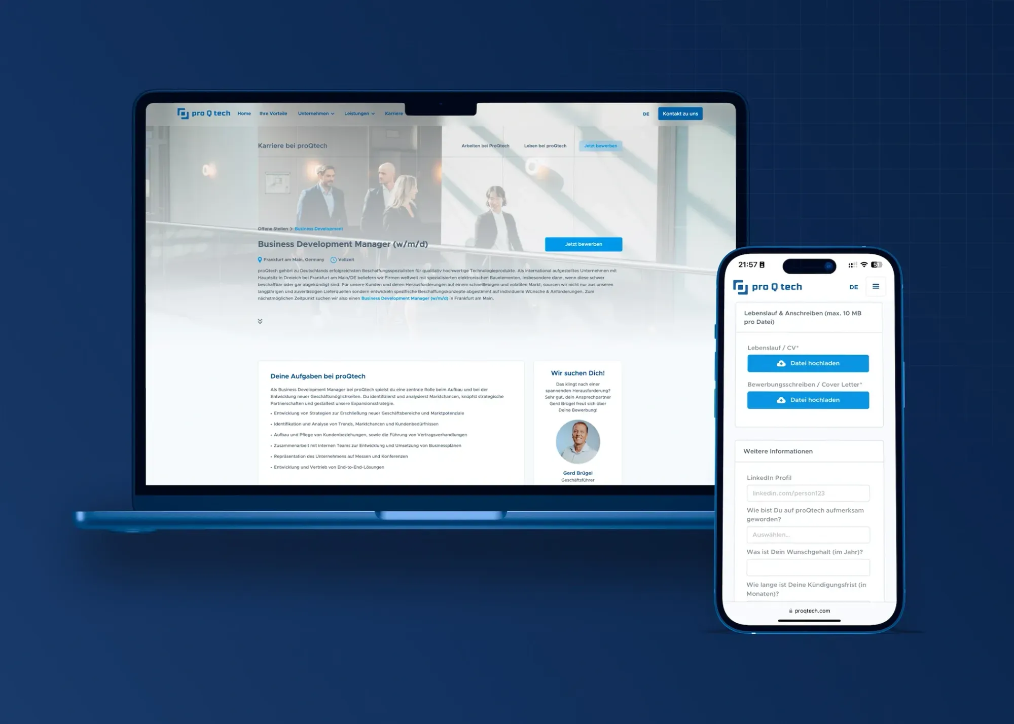proQtech GmbH Designansicht – Farbwelt und Typografie