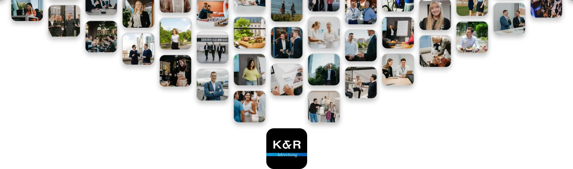 Collage: diverse professionals in various work and social situations
