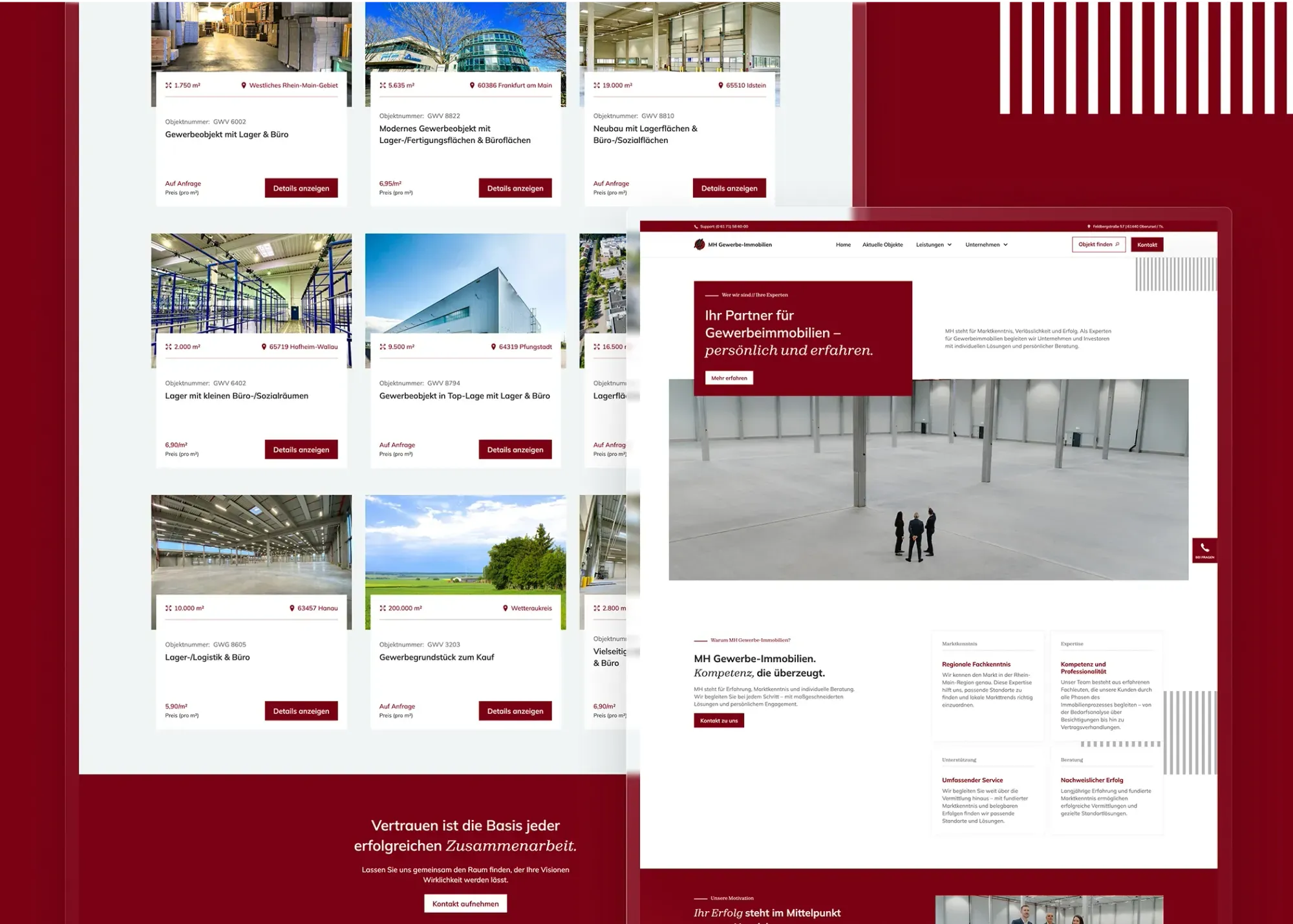 MH Gewerbe-Immobilien Designelement – visuelle Markenführung von Klein & Rose