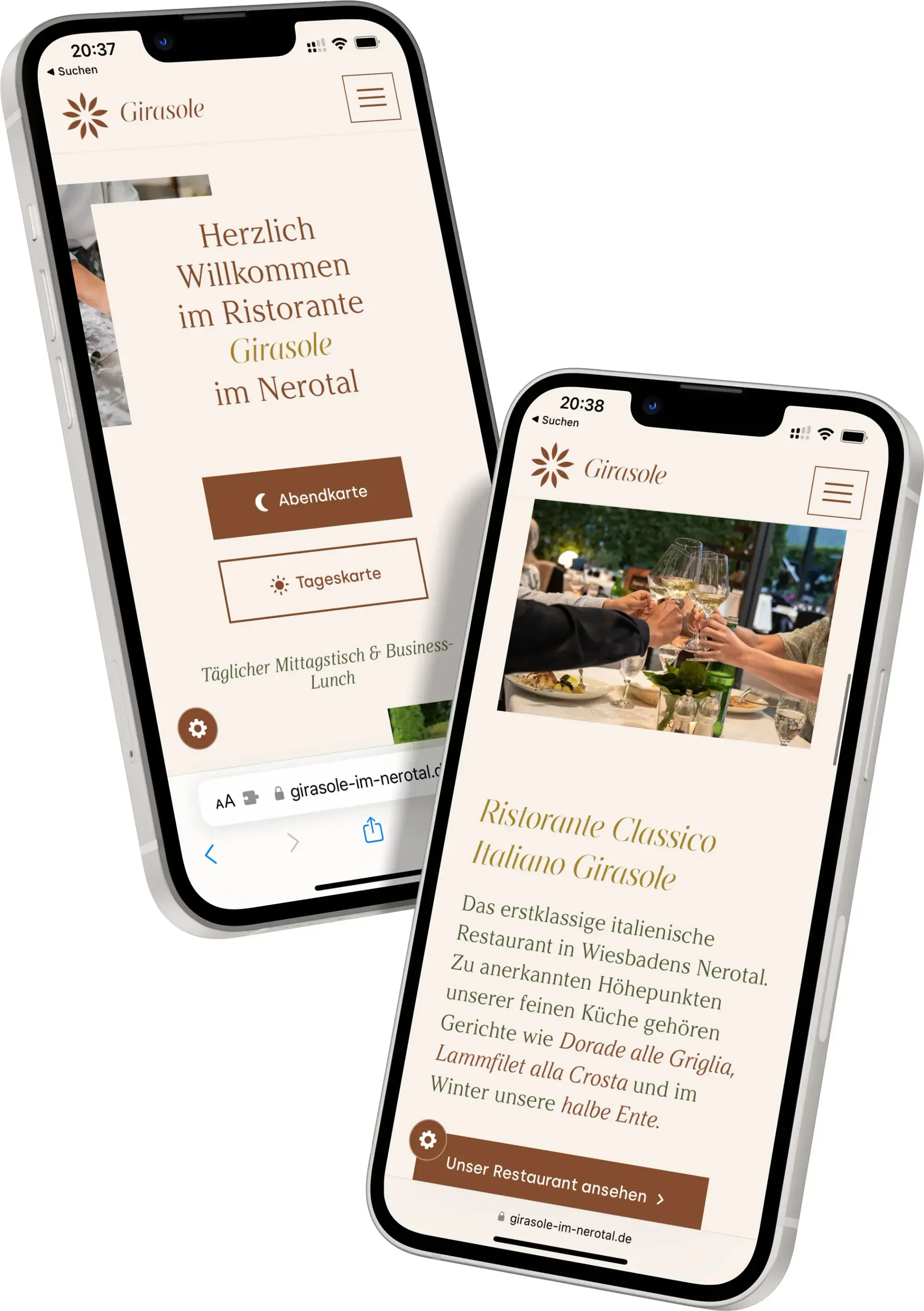 Mockup website Ristorante Girasole Wiesbaden