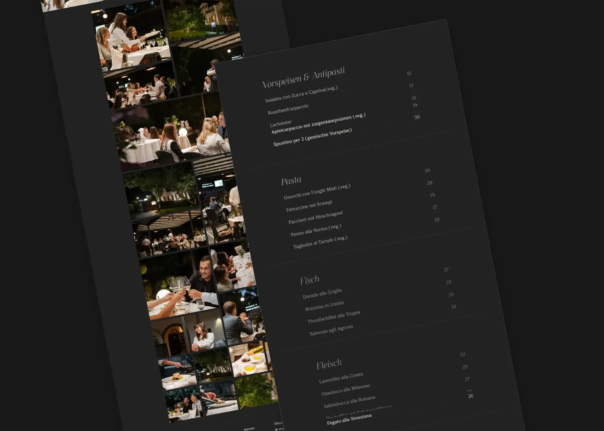 Ristorante Girasole Seitenbereich – Bildsprache und Layoutkonzept