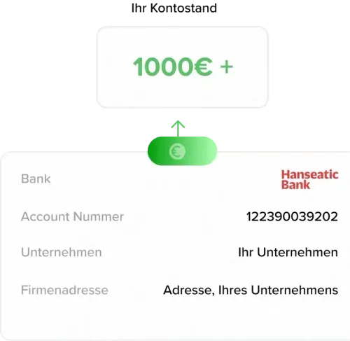 Bank transfer diagram with euro symbol and account details